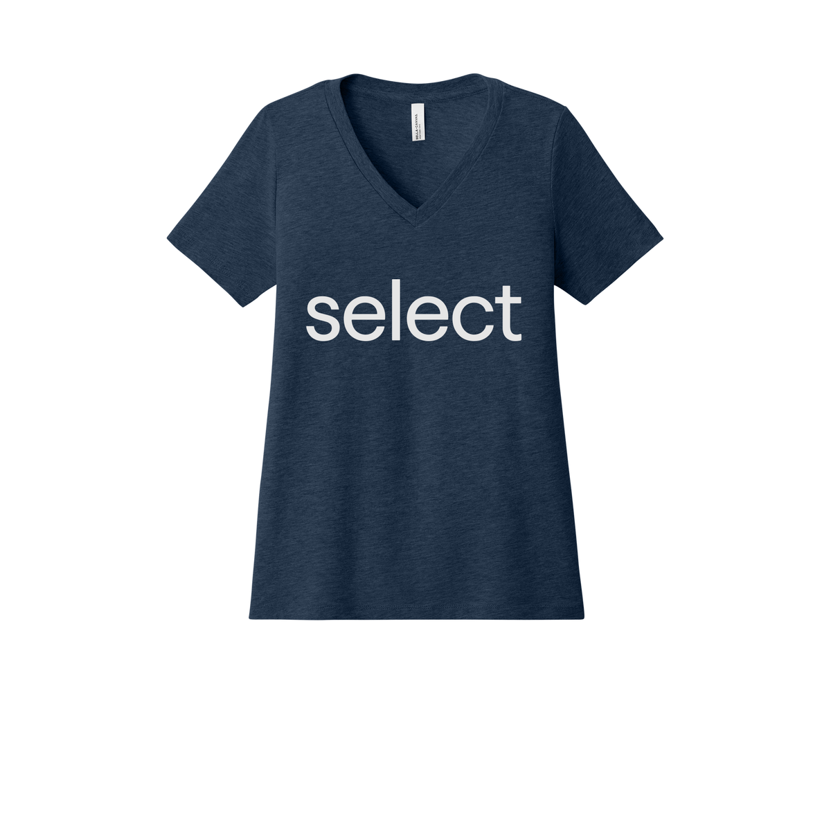 meetselect-womens-relaxed-v-neck-tee-dtf-front-6405CVC-heathernavy-flat-front
