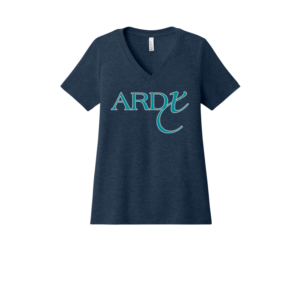 ardx-womens-relaxed-v-neck-tee-dtf-front-6405CVC-heathernavy-flat-front
