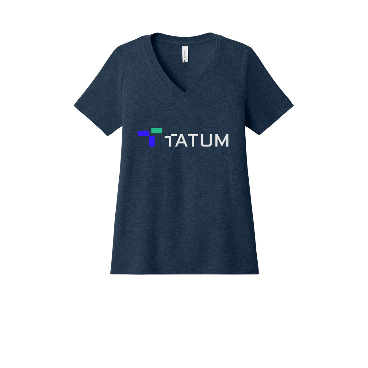tatum-womens-relaxed-v-neck-tee-dtf-front-6405CVC-heathernavy-flat-front