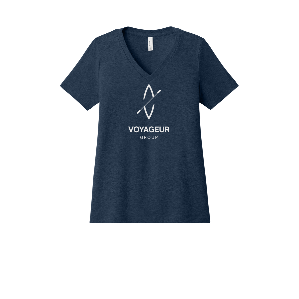 voyageurgroup-womens-relaxed-v-neck-tee-dtf-front-6405CVC-heathernavy-flat-front