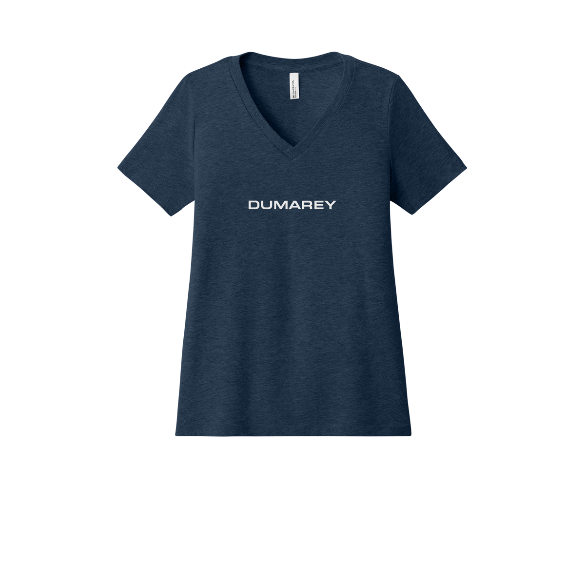 dumarey-womens-relaxed-v-neck-tee-dtf-front-6405CVC-heathernavy-flat-front