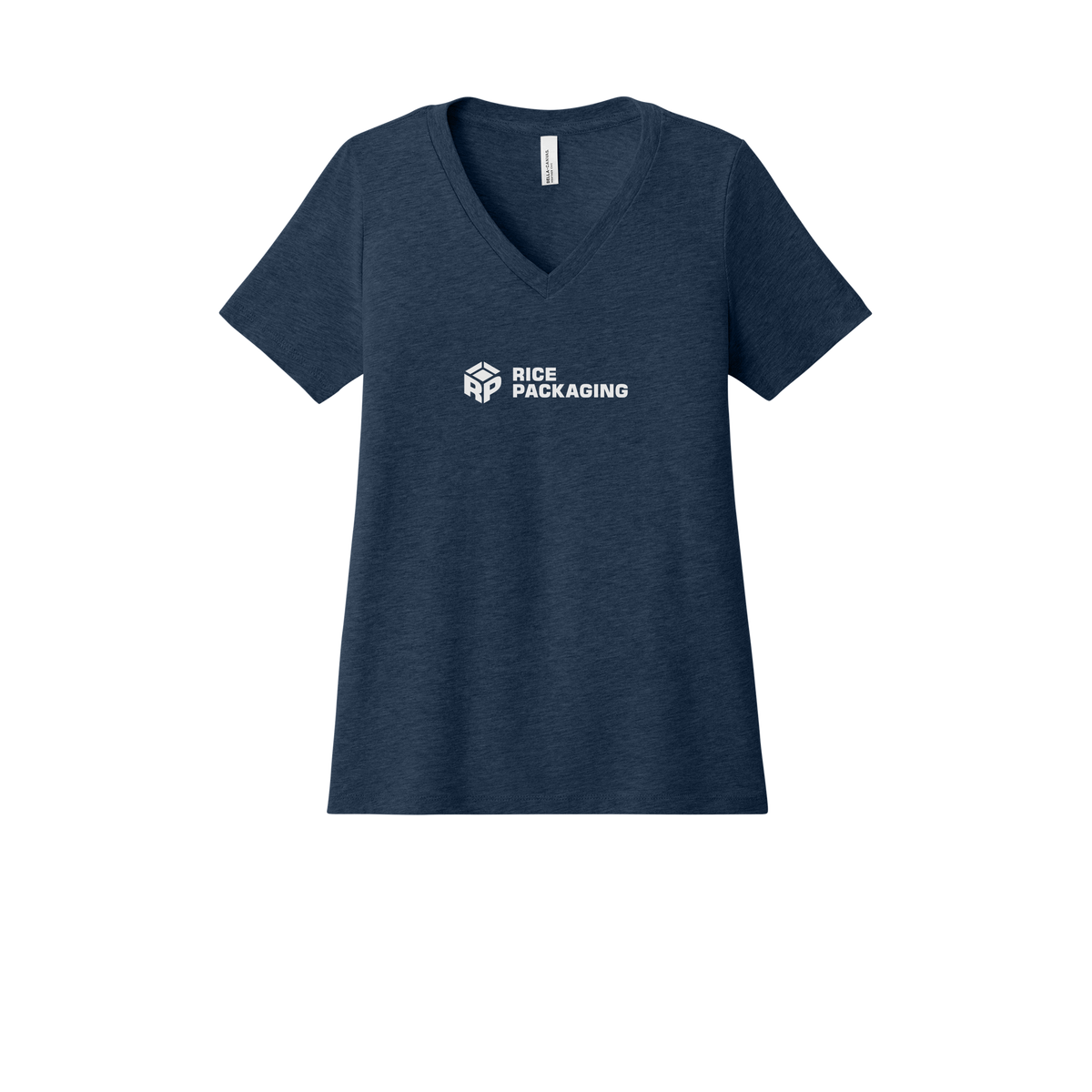 ricepackaging-womens-relaxed-v-neck-tee-dtf-front-6405CVC-heathernavy-flat-front