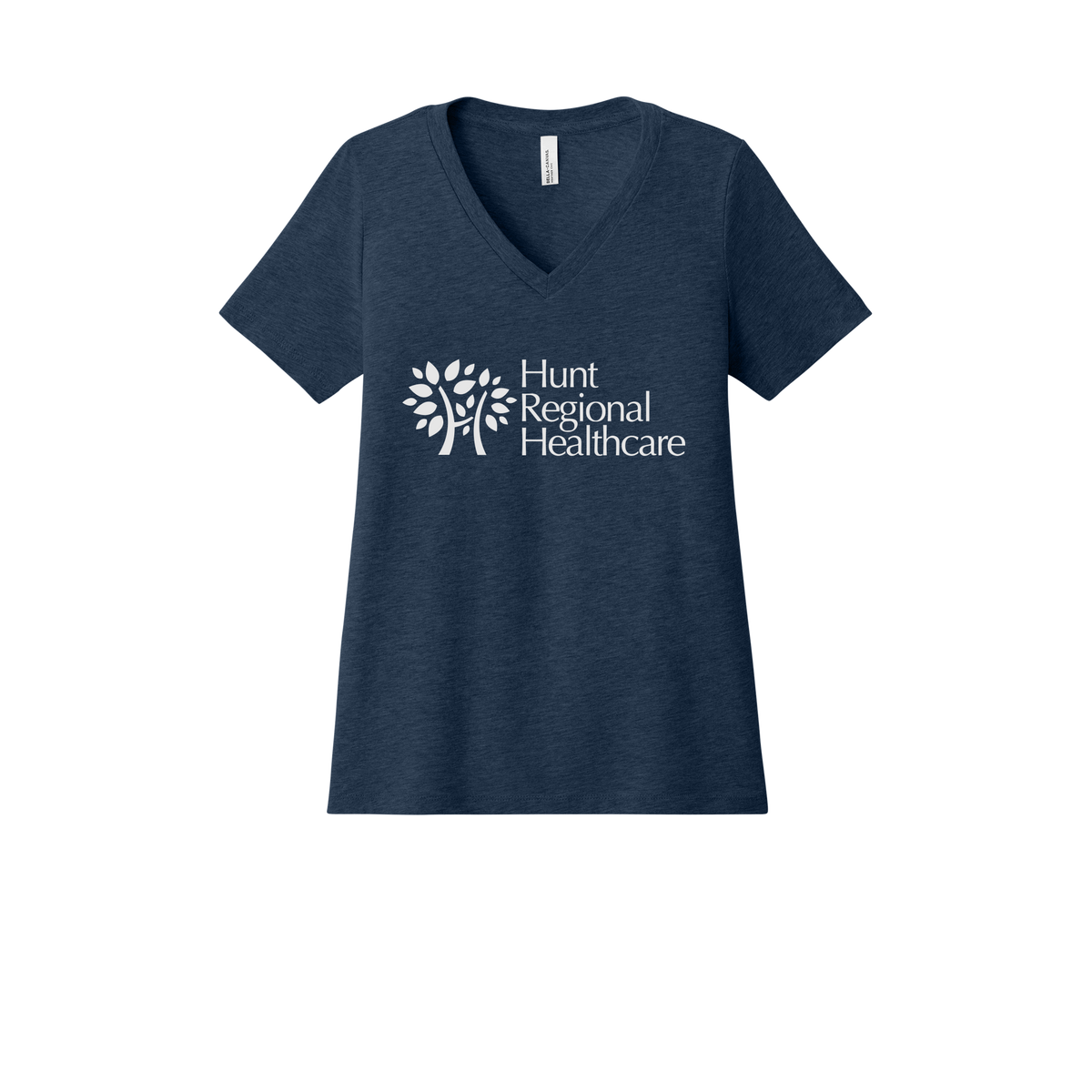 huntregional-womens-relaxed-v-neck-tee-dtf-front-6405CVC-heathernavy-flat-front