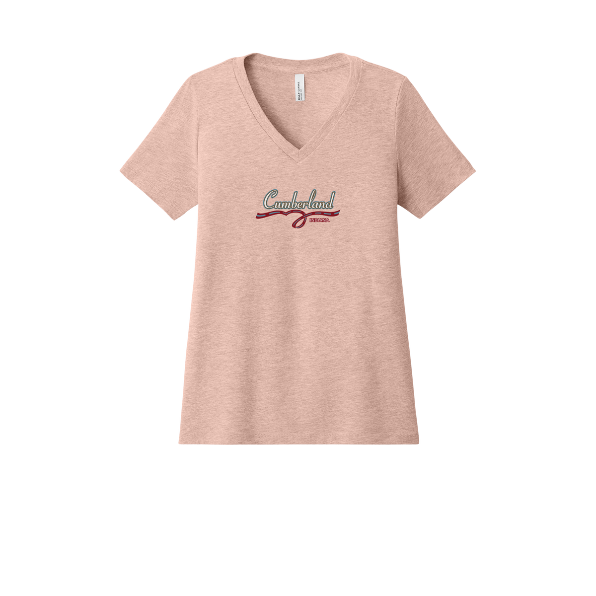 cumberland-womens-relaxed-v-neck-tee-dtf-front-6405CVC-heatherpeach-flat-front