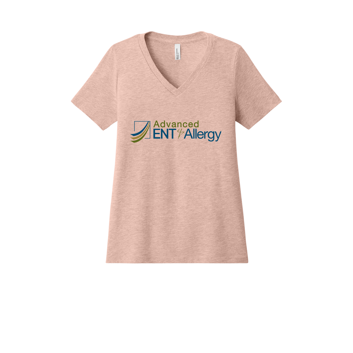 advancedentandallergy-womens-relaxed-v-neck-tee-dtf-front-6405CVC-heatherpeach-flat-front