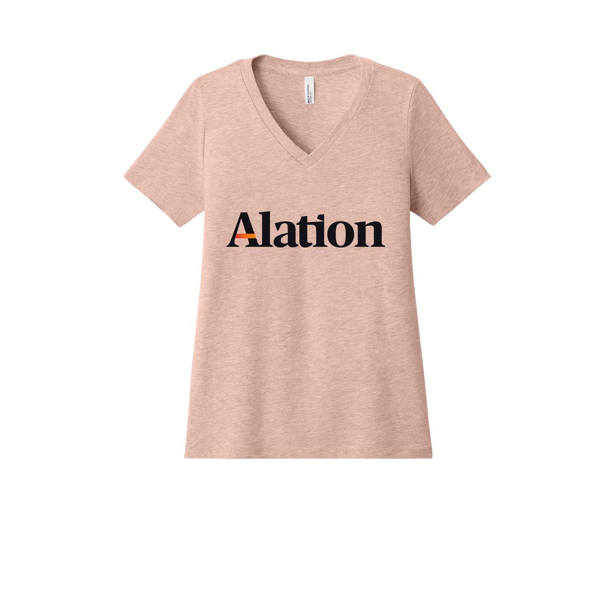 alation-womens-relaxed-v-neck-tee-dtf-front-6405CVC-heatherpeach-flat-front