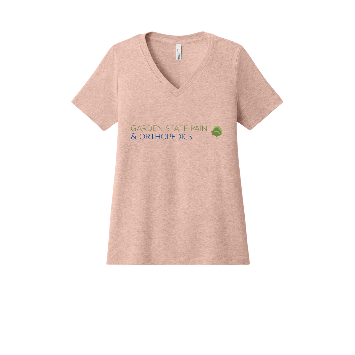 gardenstatepain-womens-relaxed-v-neck-tee-dtf-front-6405CVC-heatherpeach-flat-front