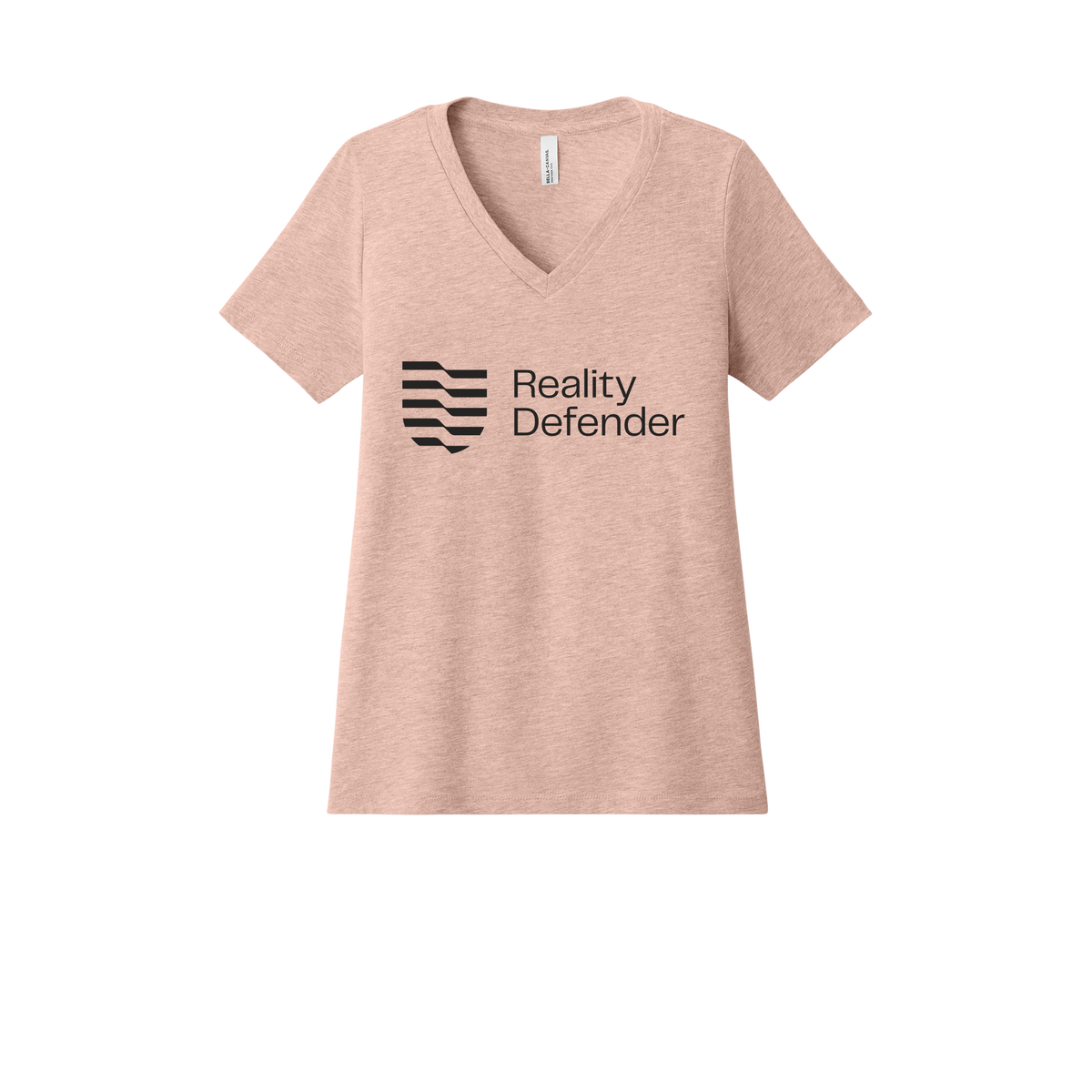 realitydefender-womens-relaxed-v-neck-tee-dtf-front-6405CVC-heatherpeach-flat-front