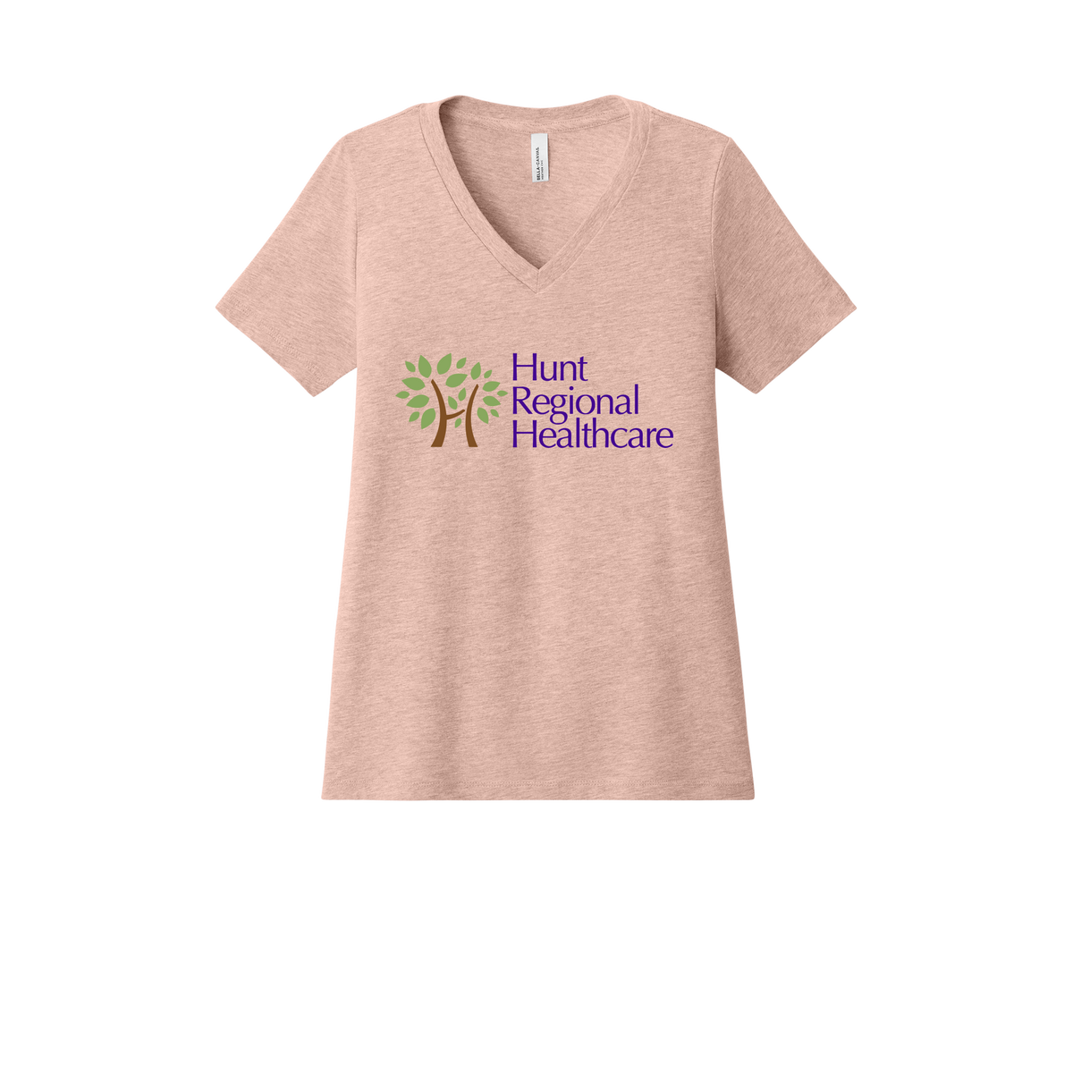 huntregional-womens-relaxed-v-neck-tee-dtf-front-6405CVC-heatherpeach-flat-front