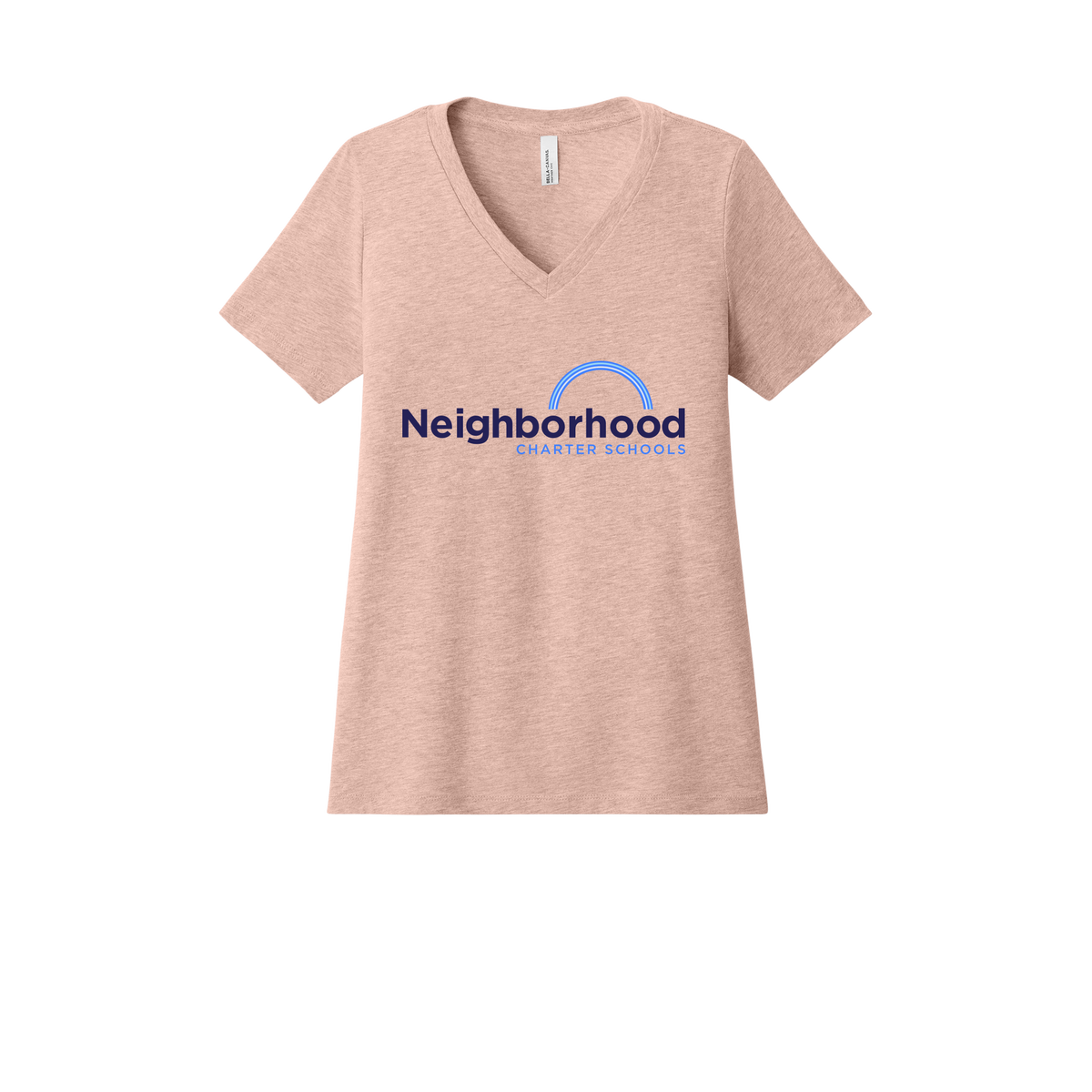 ncschools-womens-relaxed-v-neck-tee-dtf-front-6405CVC-heatherpeach-flat-front