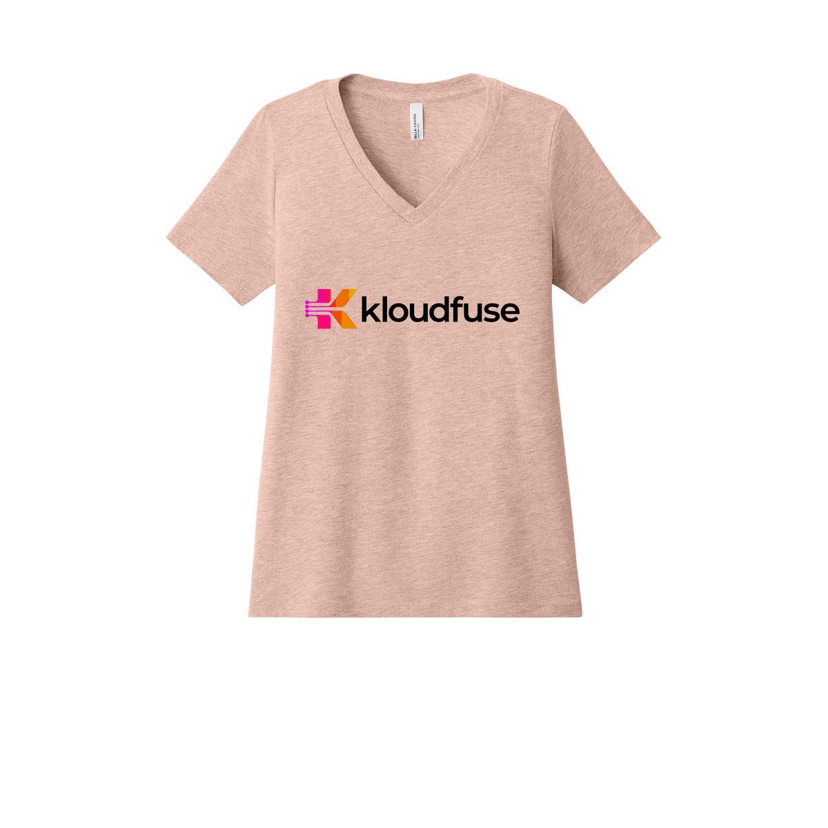 kloudfuse-womens-relaxed-v-neck-tee-dtf-front-6405CVC-heatherpeach-flat-front