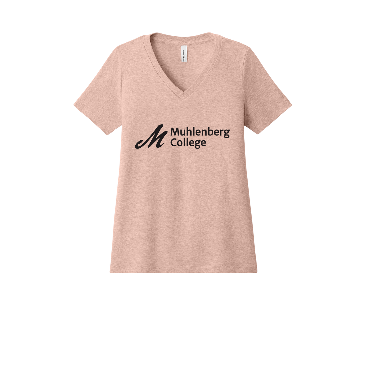 muhlenberg-womens-relaxed-v-neck-tee-dtf-front-6405CVC-heatherpeach-flat-front