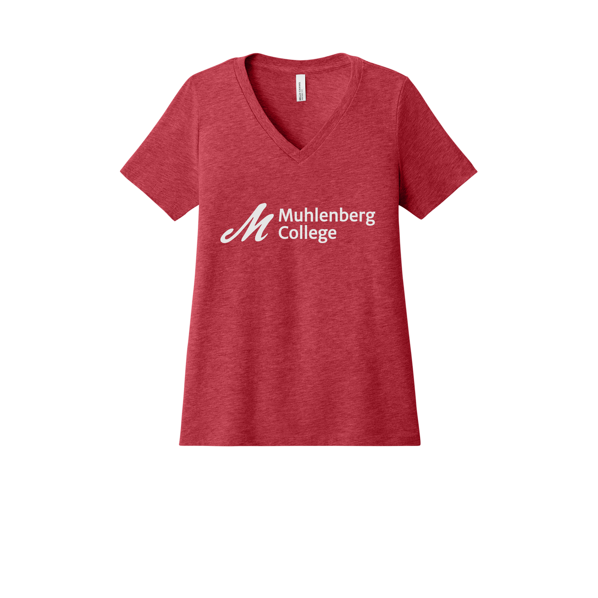 muhlenberg-womens-relaxed-v-neck-tee-dtf-front-6405CVC-heatherred-flat-front
