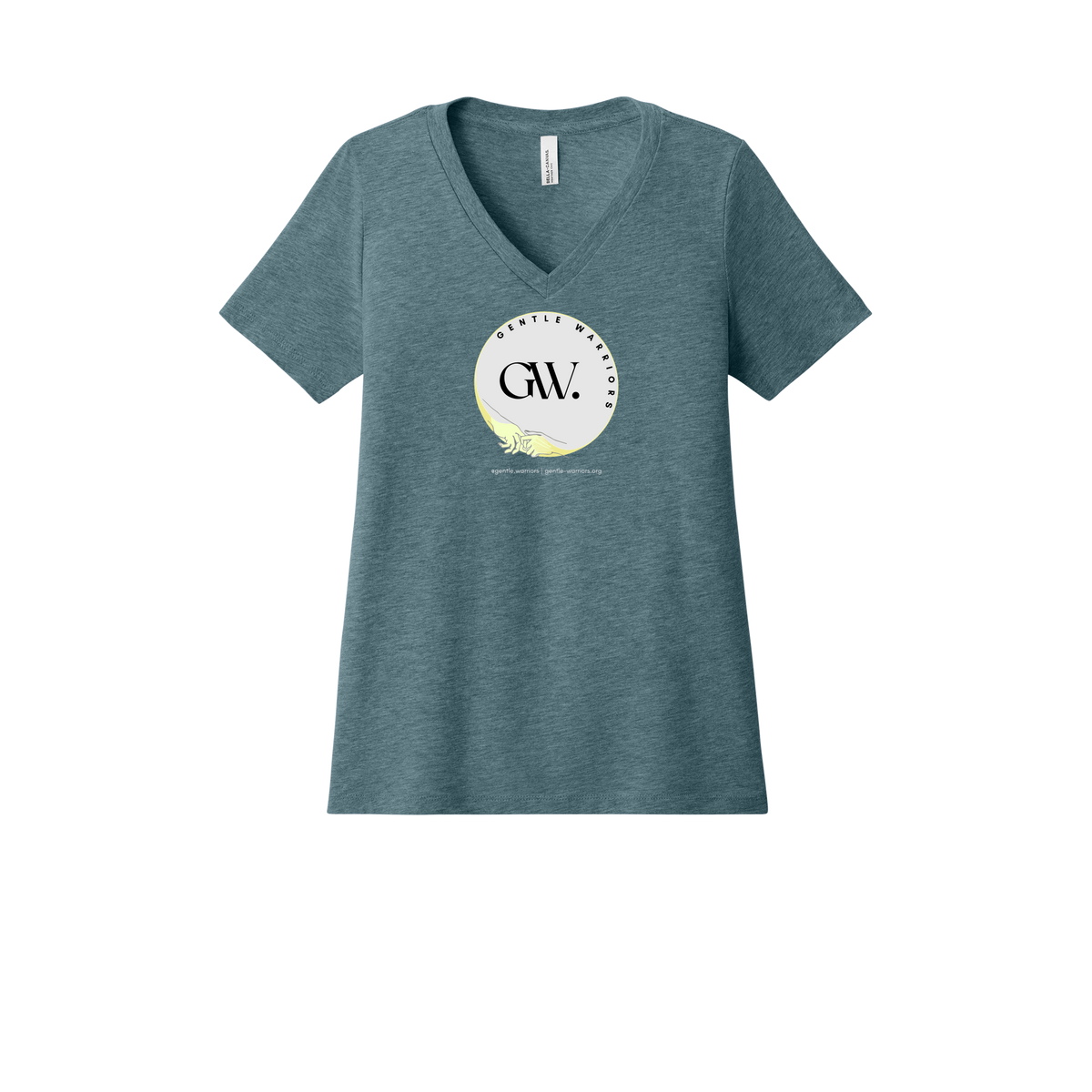 gentle-warriors-womens-relaxed-v-neck-tee-dtf-front-6405CVC-heatherslate-flat-front