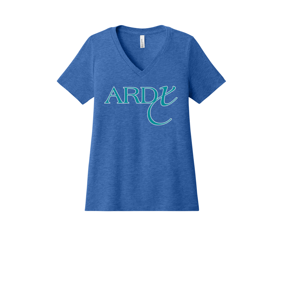 ardx-womens-relaxed-v-neck-tee-dtf-front-6405CVC-heathertrueroyal-flat-front