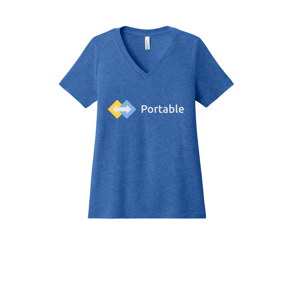 portable-womens-relaxed-v-neck-tee-dtf-front-6405CVC-heathertrueroyal-flat-front