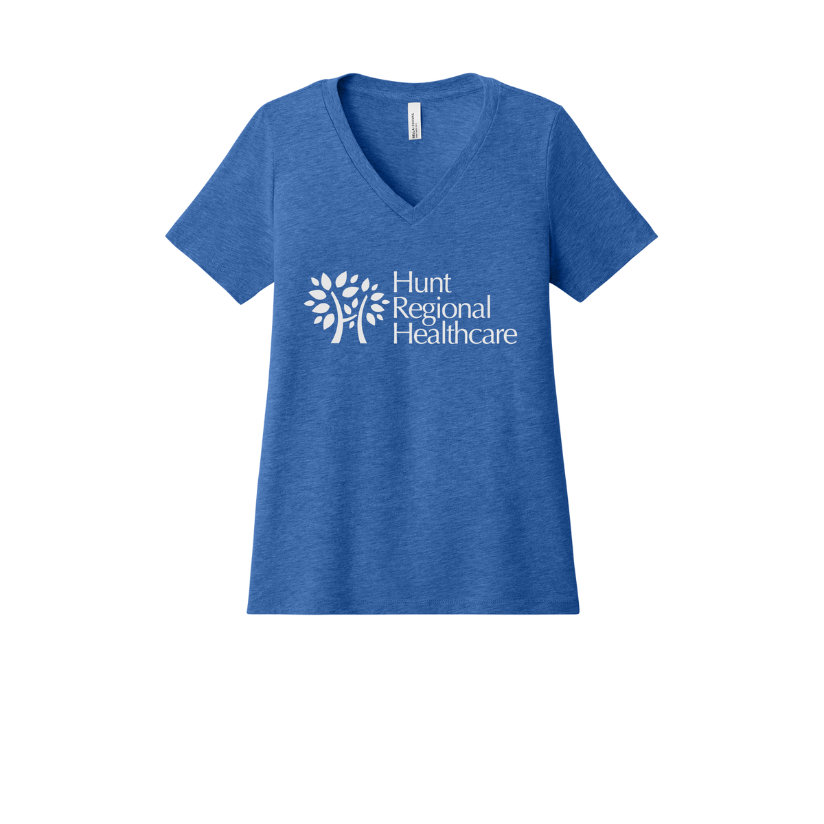 huntregional-womens-relaxed-v-neck-tee-dtf-front-6405CVC-heathertrueroyal-flat-front