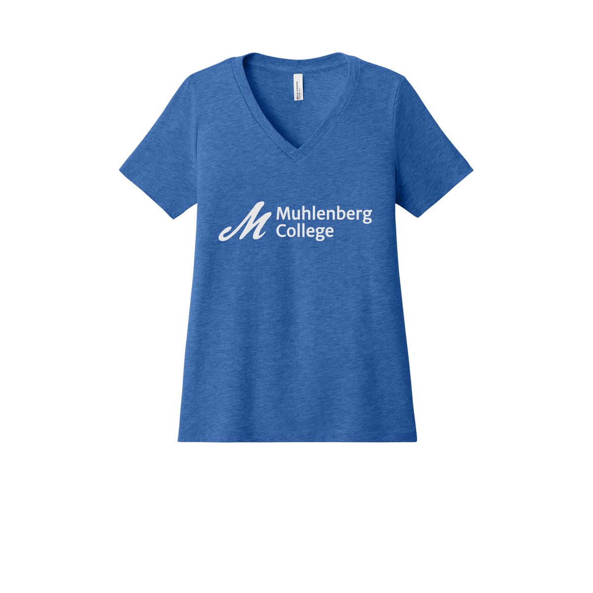 muhlenberg-womens-relaxed-v-neck-tee-dtf-front-6405CVC-heathertrueroyal-flat-front