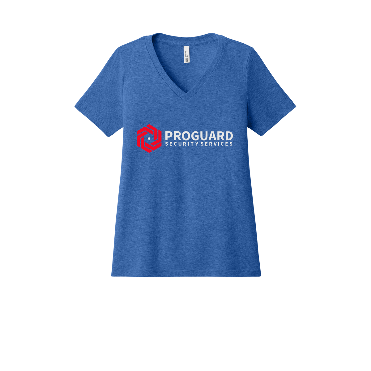 proguardsecurityservices-womens-relaxed-v-neck-tee-dtf-front-6405CVC-heathertrueroyal-flat-front
