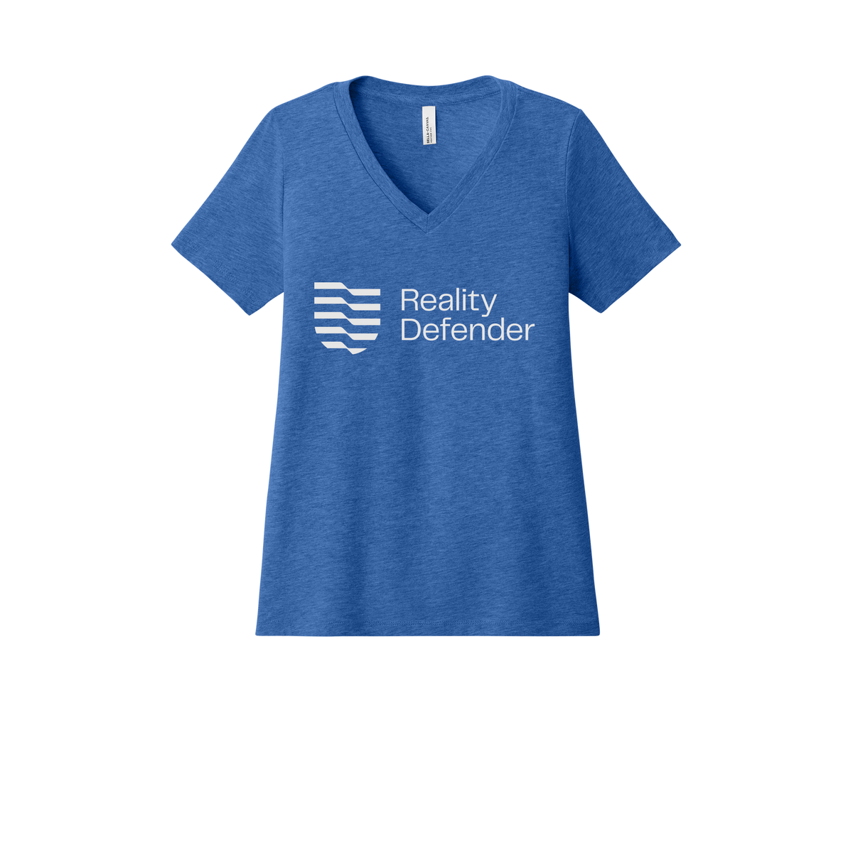 realitydefender-womens-relaxed-v-neck-tee-dtf-front-6405CVC-heathertrueroyal-flat-front