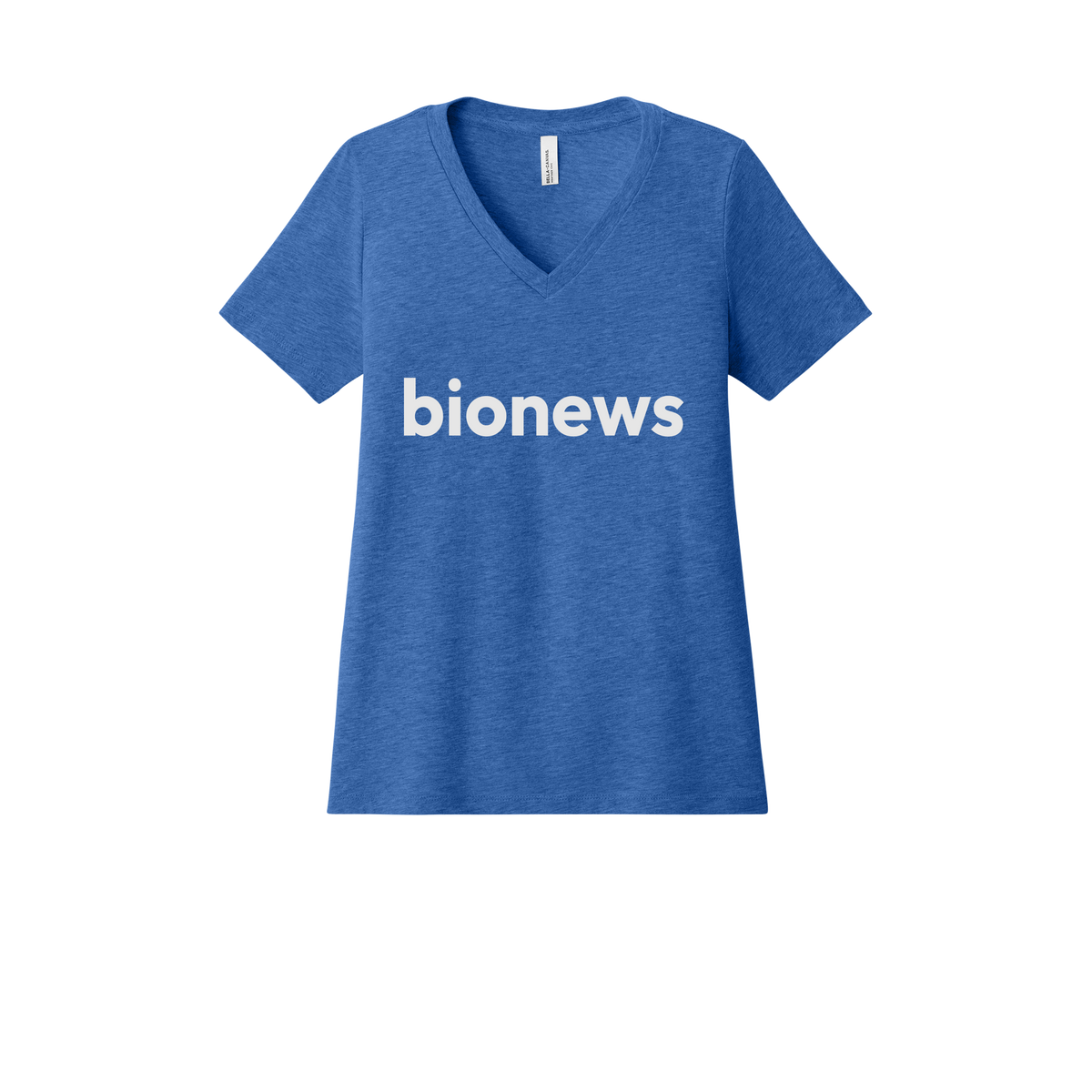 bionews-womens-relaxed-v-neck-tee-dtf-front-6405CVC-heathertrueroyal-flat-front