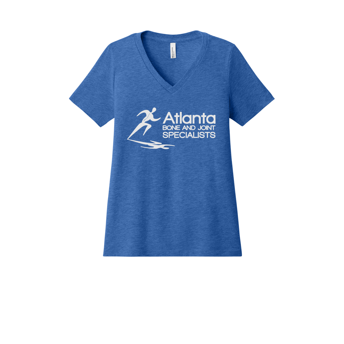 atlantaboneandjoint-womens-relaxed-v-neck-tee-dtf-front-6405CVC-heathertrueroyal-flat-front
