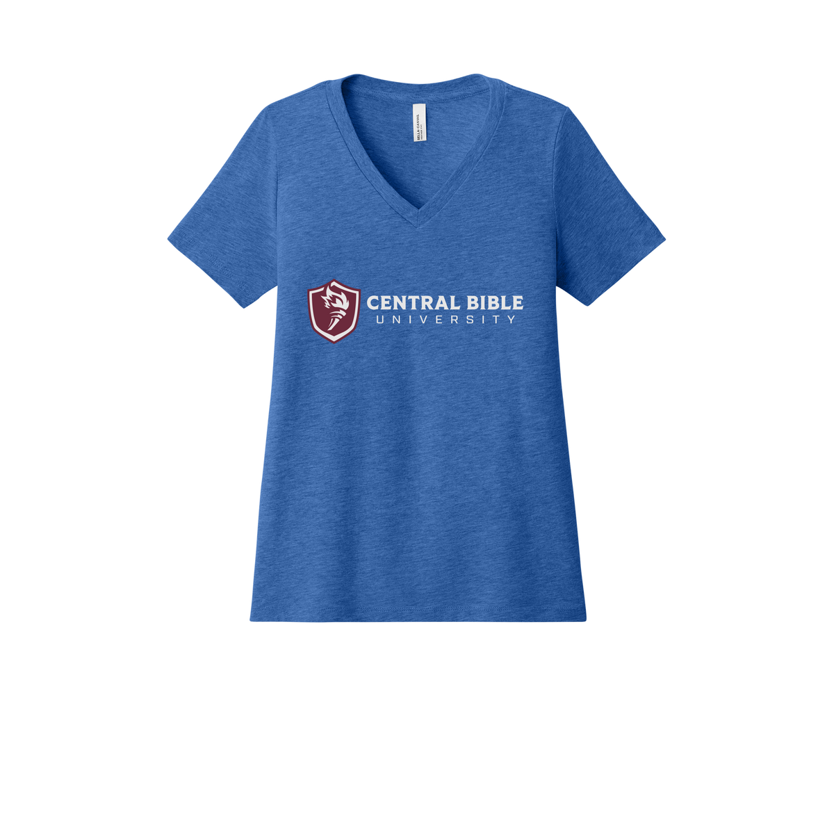 centralbible-womens-relaxed-v-neck-tee-dtf-front-6405CVC-heathertrueroyal-flat-front