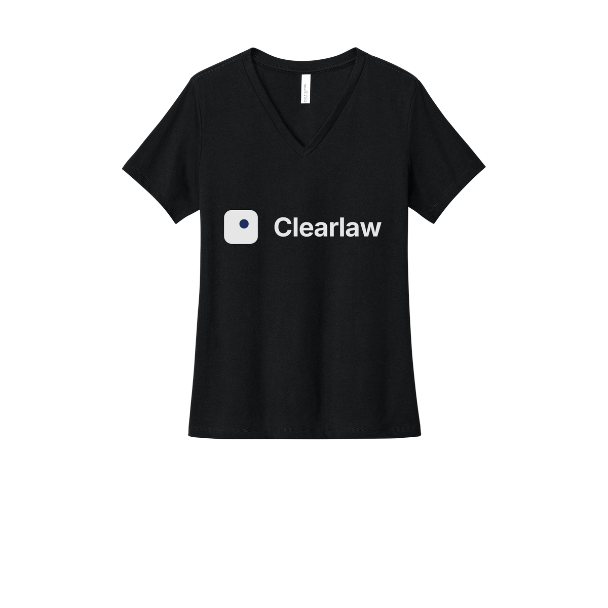 clearlaw-womens-relaxed-v-neck-tee-dtf-front-6405CVC-solidblackblend-flat-front