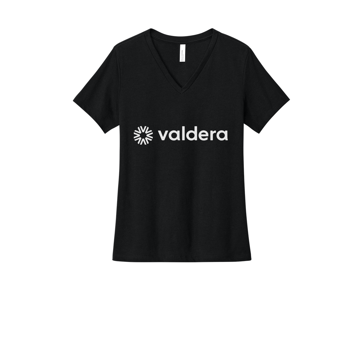 valdera-womens-relaxed-v-neck-tee-dtf-front-6405CVC-solidblackblend-flat-front