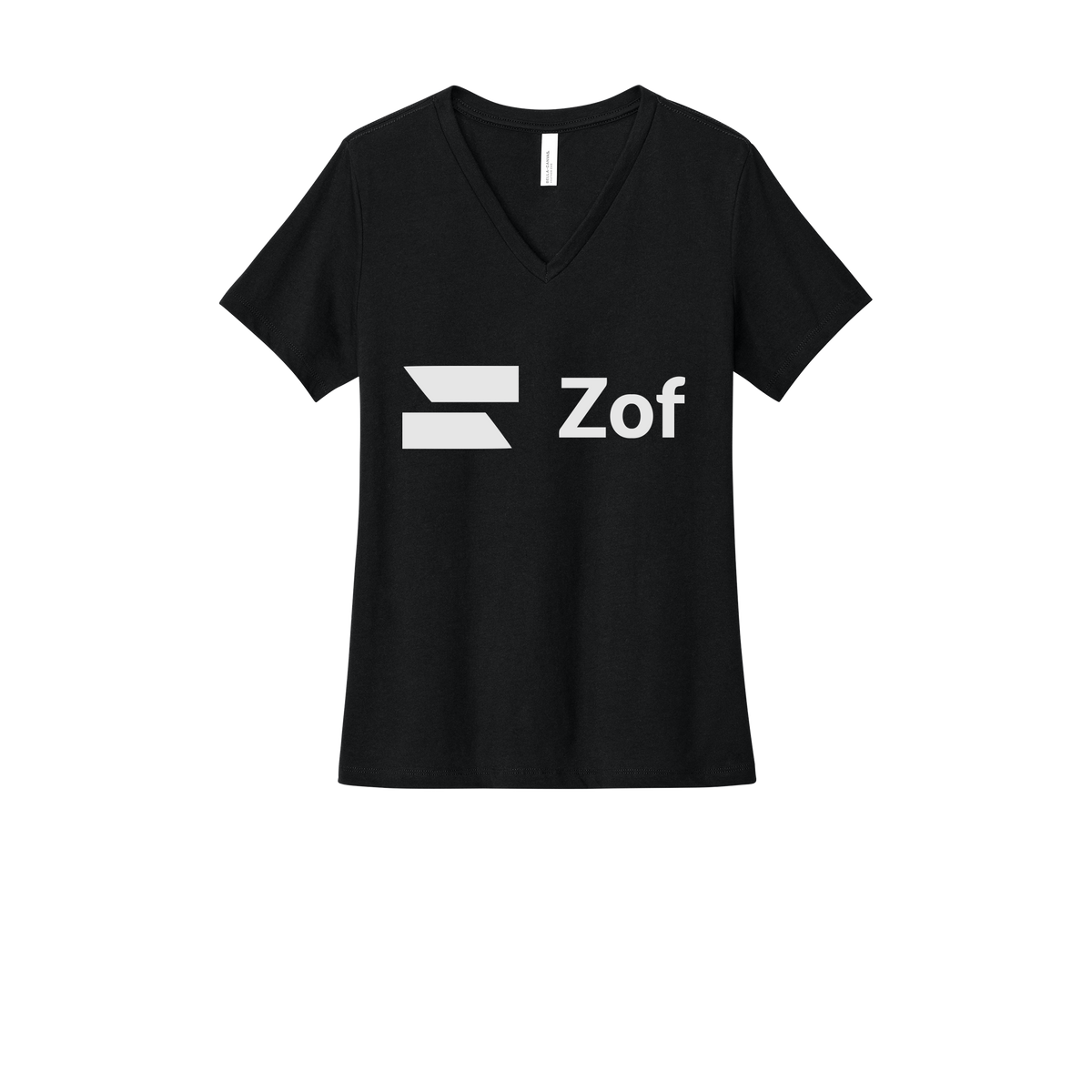 zof-womens-relaxed-v-neck-tee-dtf-front-6405CVC-solidblackblend-flat-front