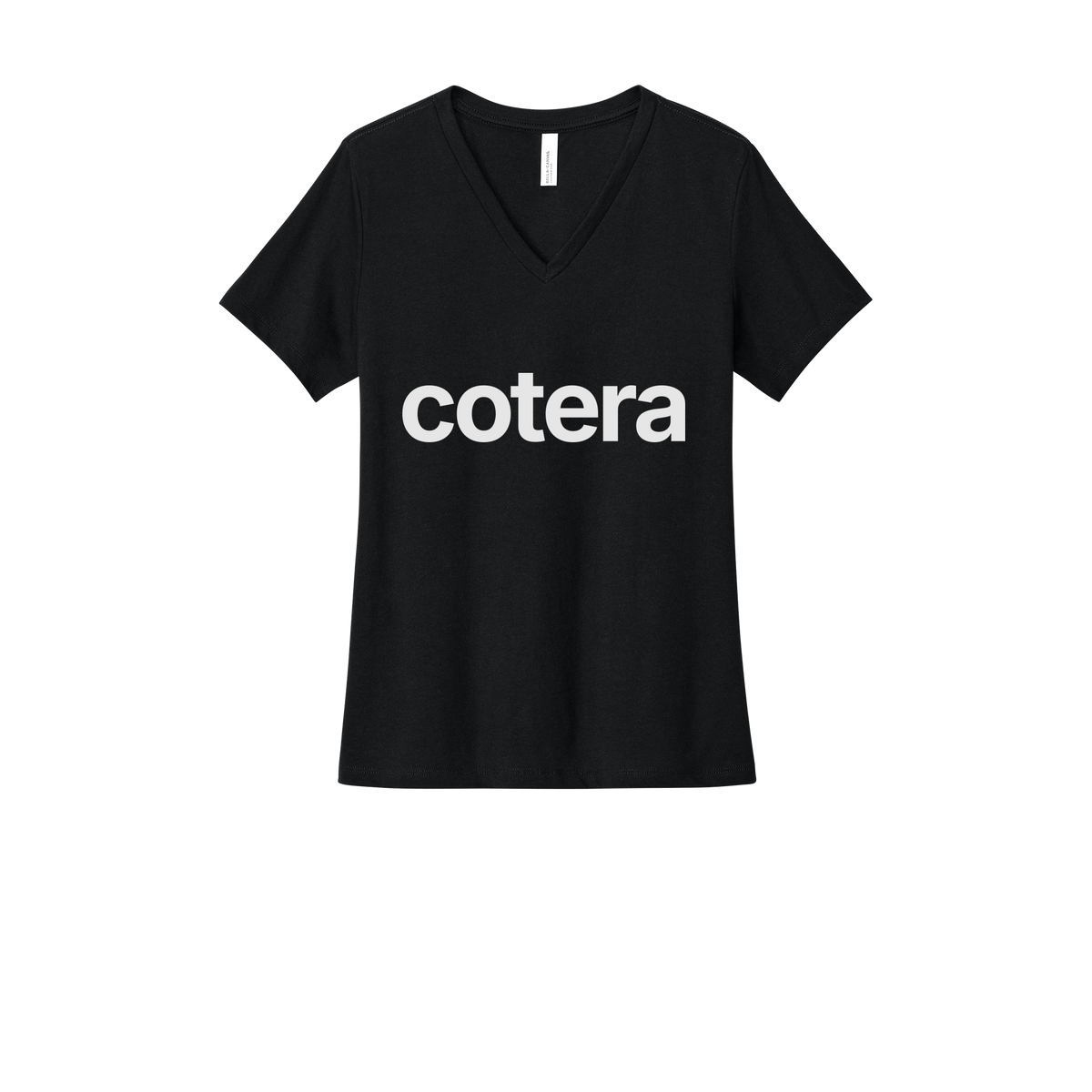 cotera-womens-relaxed-v-neck-tee-dtf-front-6405CVC-solidblackblend-flat-front