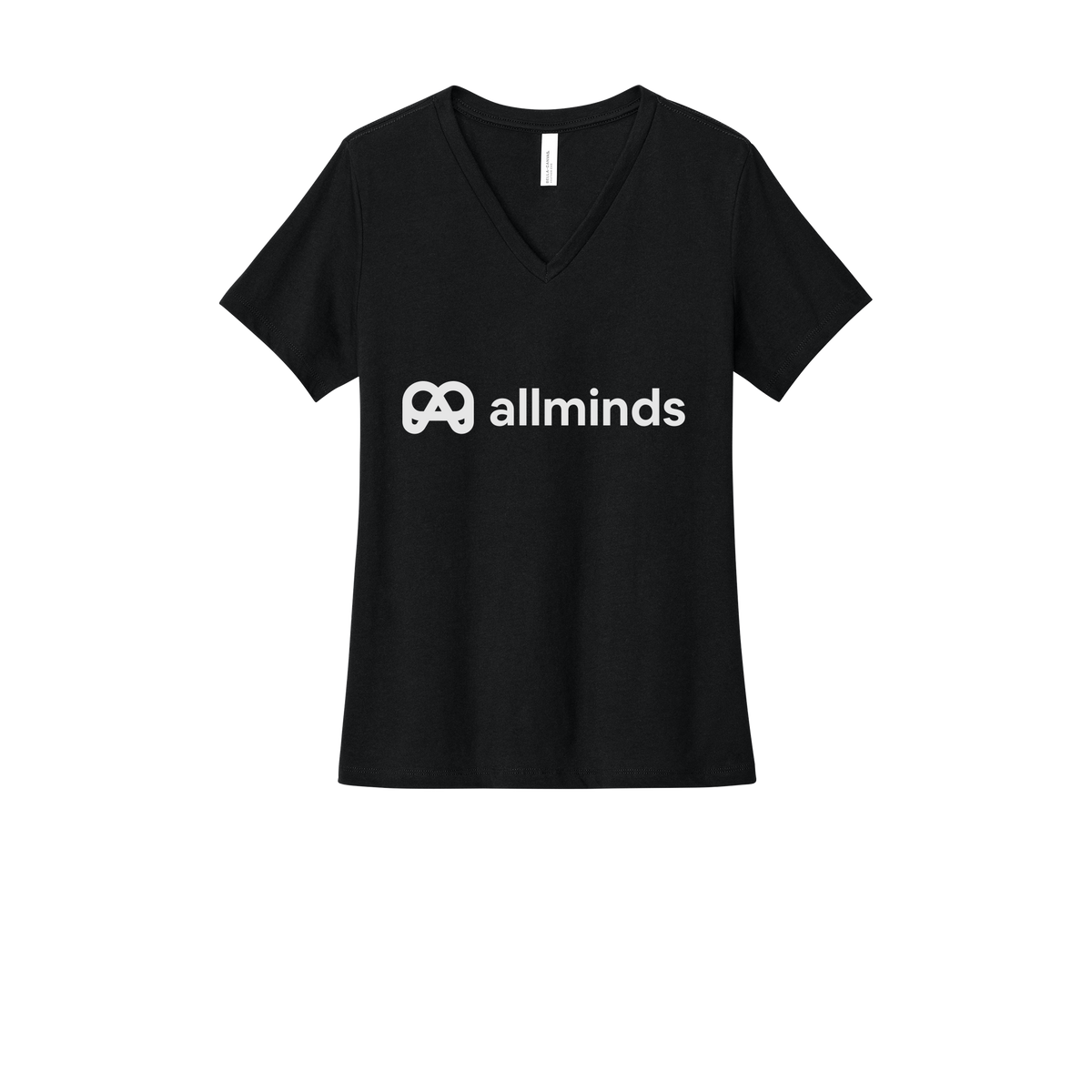 getallminds-womens-relaxed-v-neck-tee-dtf-front-6405CVC-solidblackblend-flat-front