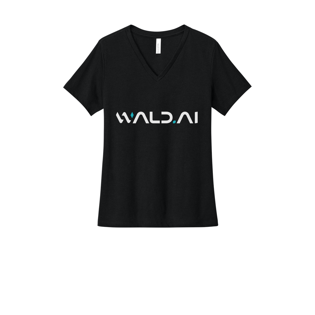 wald-womens-relaxed-v-neck-tee-dtf-front-6405CVC-solidblackblend-flat-front