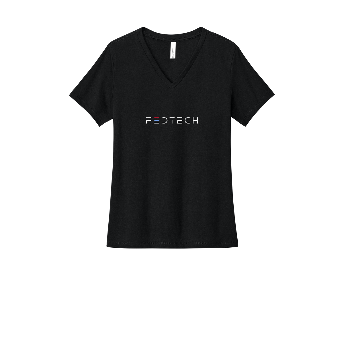 fedtech-womens-relaxed-v-neck-tee-dtf-front-6405CVC-solidblackblend-flat-front