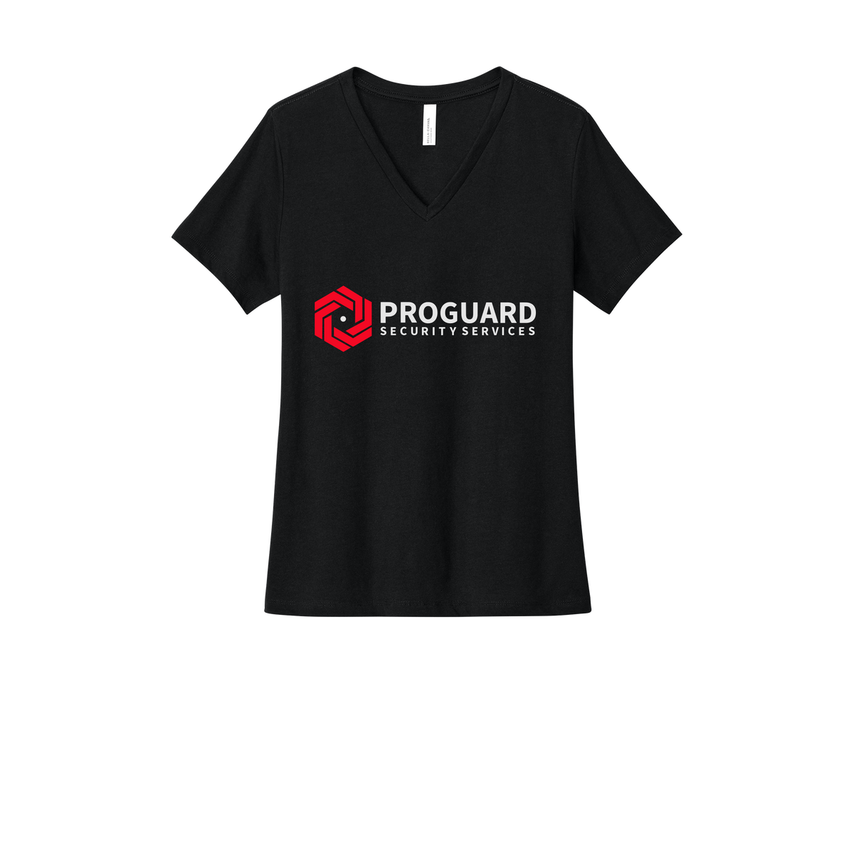 proguardsecurityservices-womens-relaxed-v-neck-tee-dtf-front-6405CVC-solidblackblend-flat-front