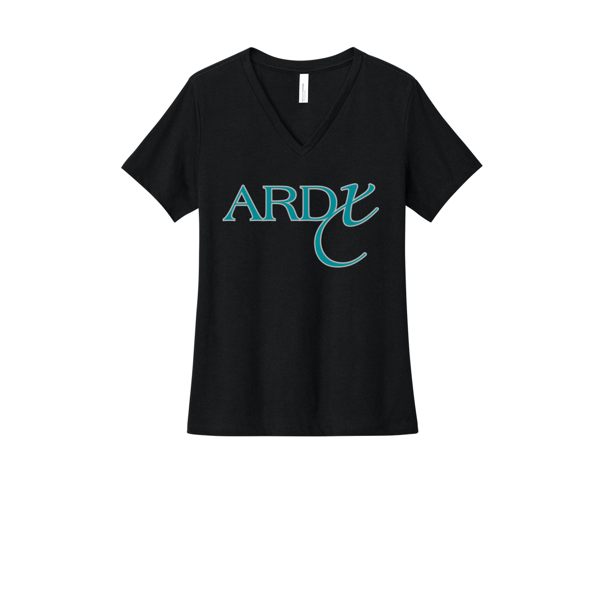 ardx-womens-relaxed-v-neck-tee-dtf-front-6405CVC-solidblackblend-flat-front