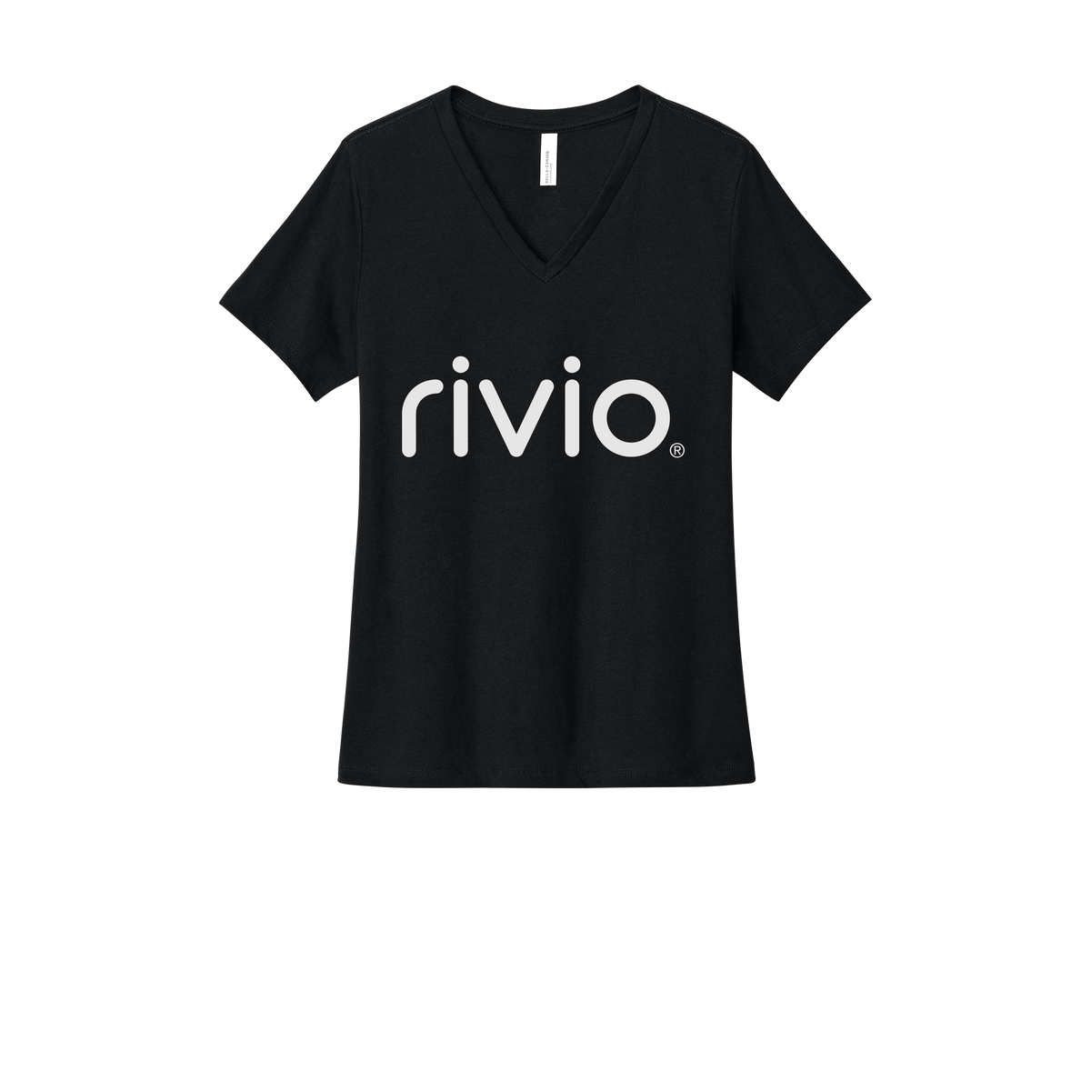 rivio-womens-relaxed-v-neck-tee-dtf-front-6405CVC-solidblackblend-flat-front