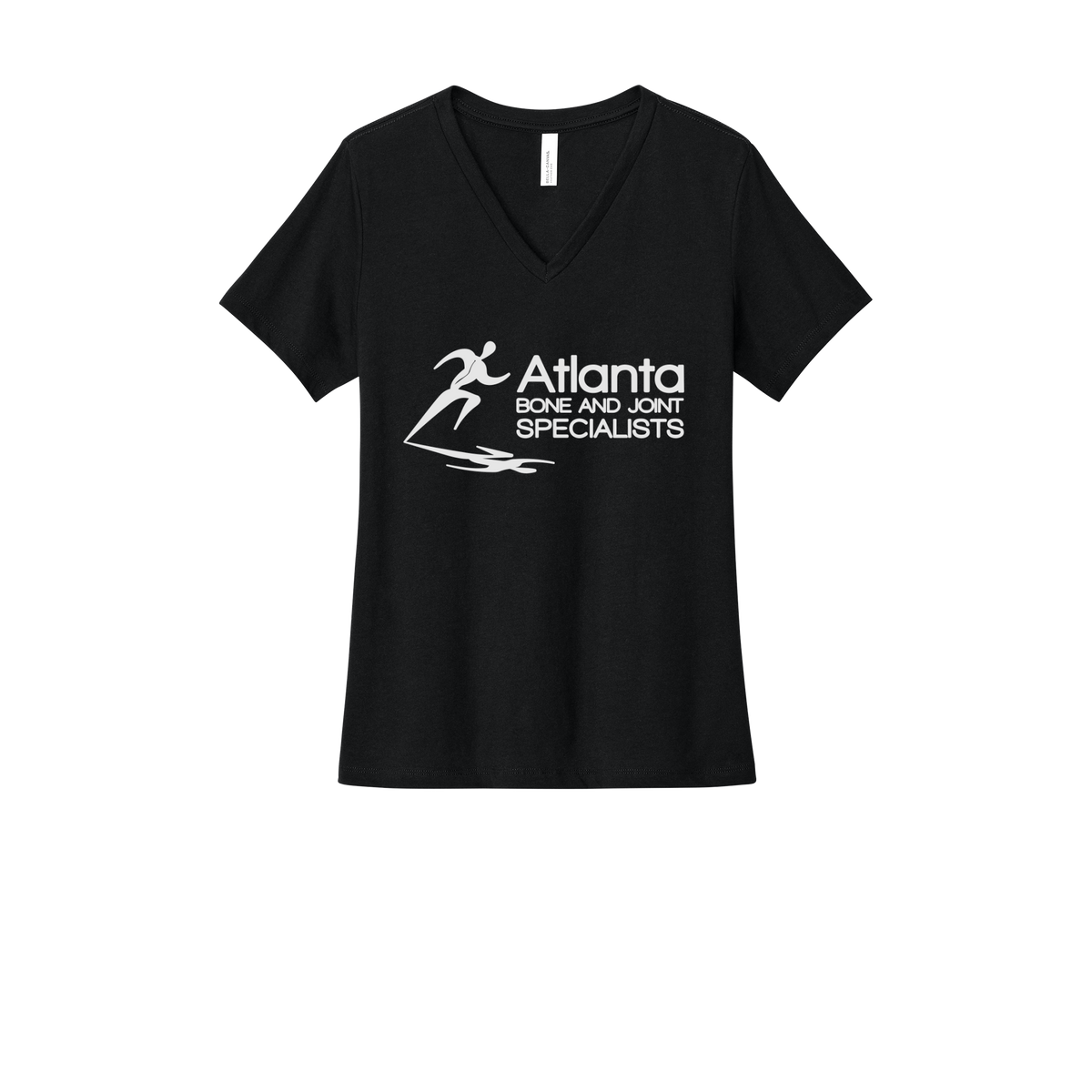 atlantaboneandjoint-womens-relaxed-v-neck-tee-dtf-front-6405CVC-solidblackblend-flat-front