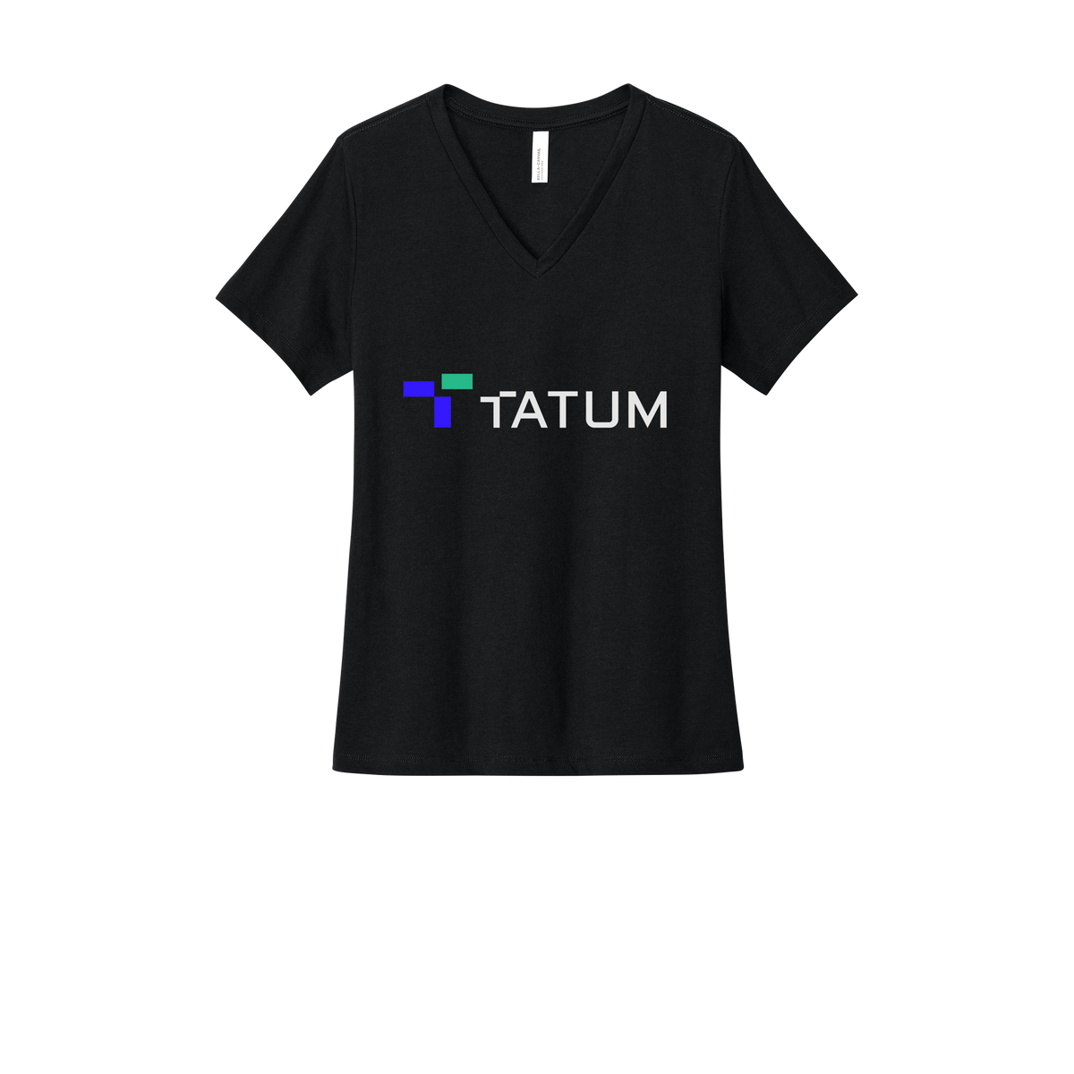 tatum-womens-relaxed-v-neck-tee-dtf-front-6405CVC-solidblackblend-flat-front