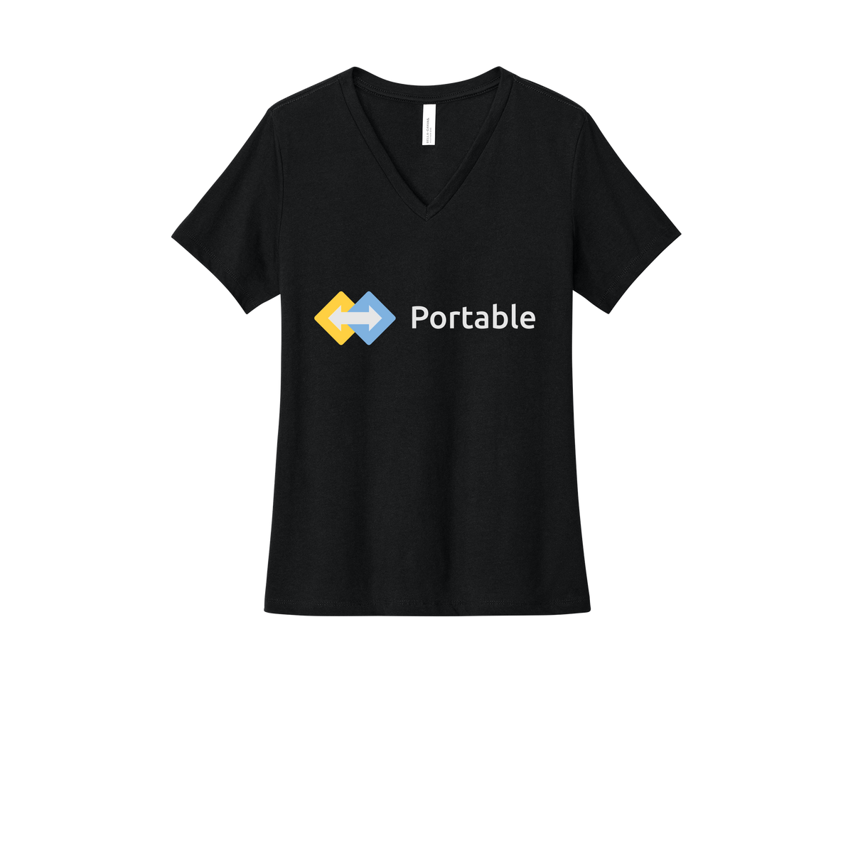 portable-womens-relaxed-v-neck-tee-dtf-front-6405CVC-solidblackblend-flat-front