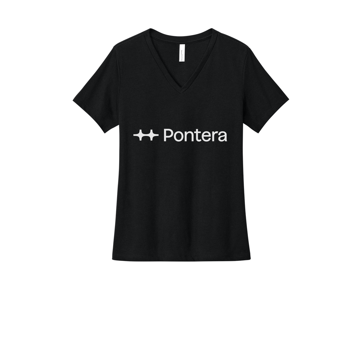 pontera-womens-relaxed-v-neck-tee-dtf-front-6405CVC-solidblackblend-flat-front