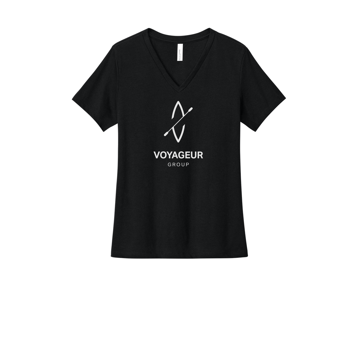 voyageurgroup-womens-relaxed-v-neck-tee-dtf-front-6405CVC-solidblackblend-flat-front