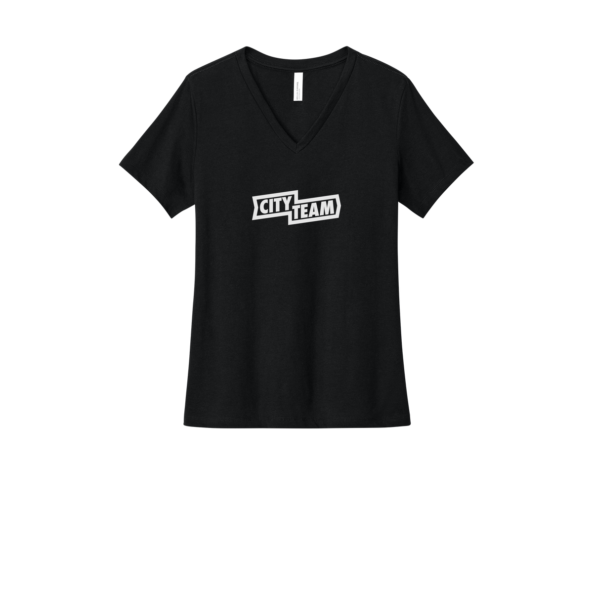 cityteam-womens-relaxed-v-neck-tee-dtf-front-6405CVC-solidblackblend-flat-front