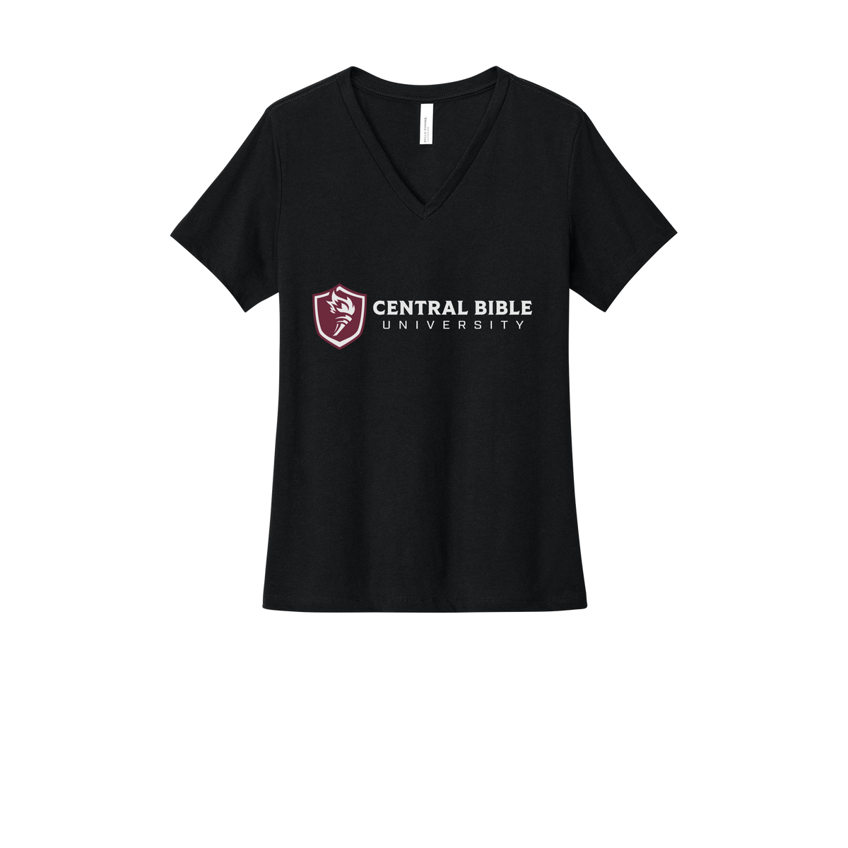 centralbible-womens-relaxed-v-neck-tee-dtf-front-6405CVC-solidblackblend-flat-front