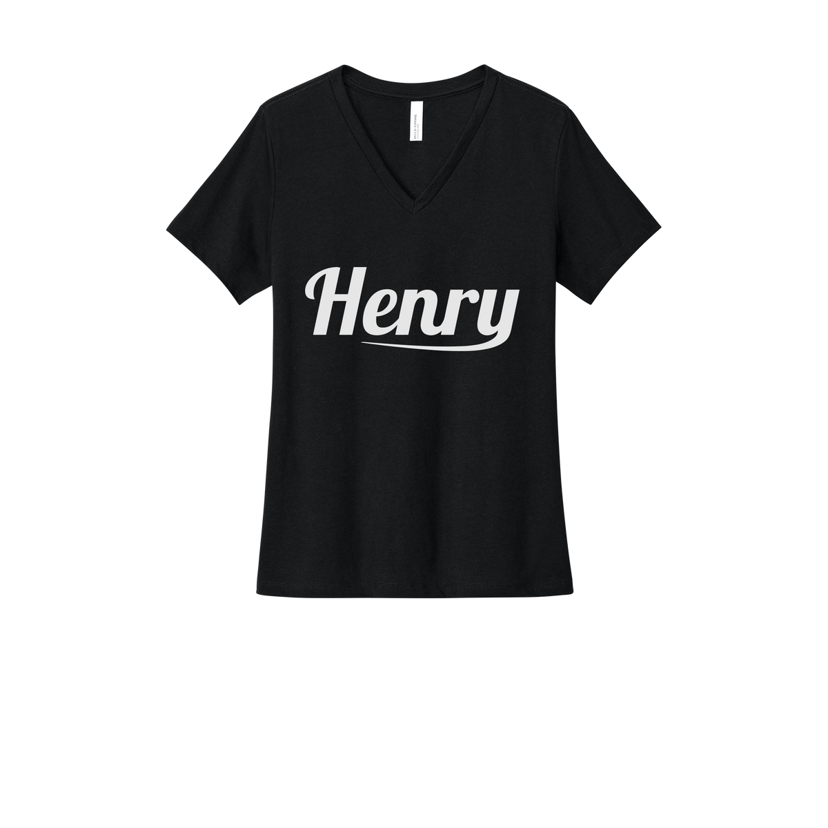 henrymeds-womens-relaxed-v-neck-tee-dtf-front-6405CVC-solidblackblend-flat-front