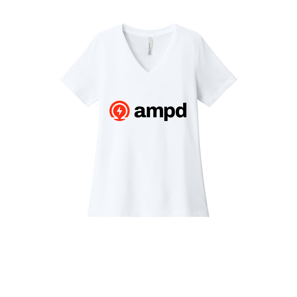 ampd-womens-relaxed-v-neck-tee-dtf-front-6405CVC-solidwhiteblend-flat-front