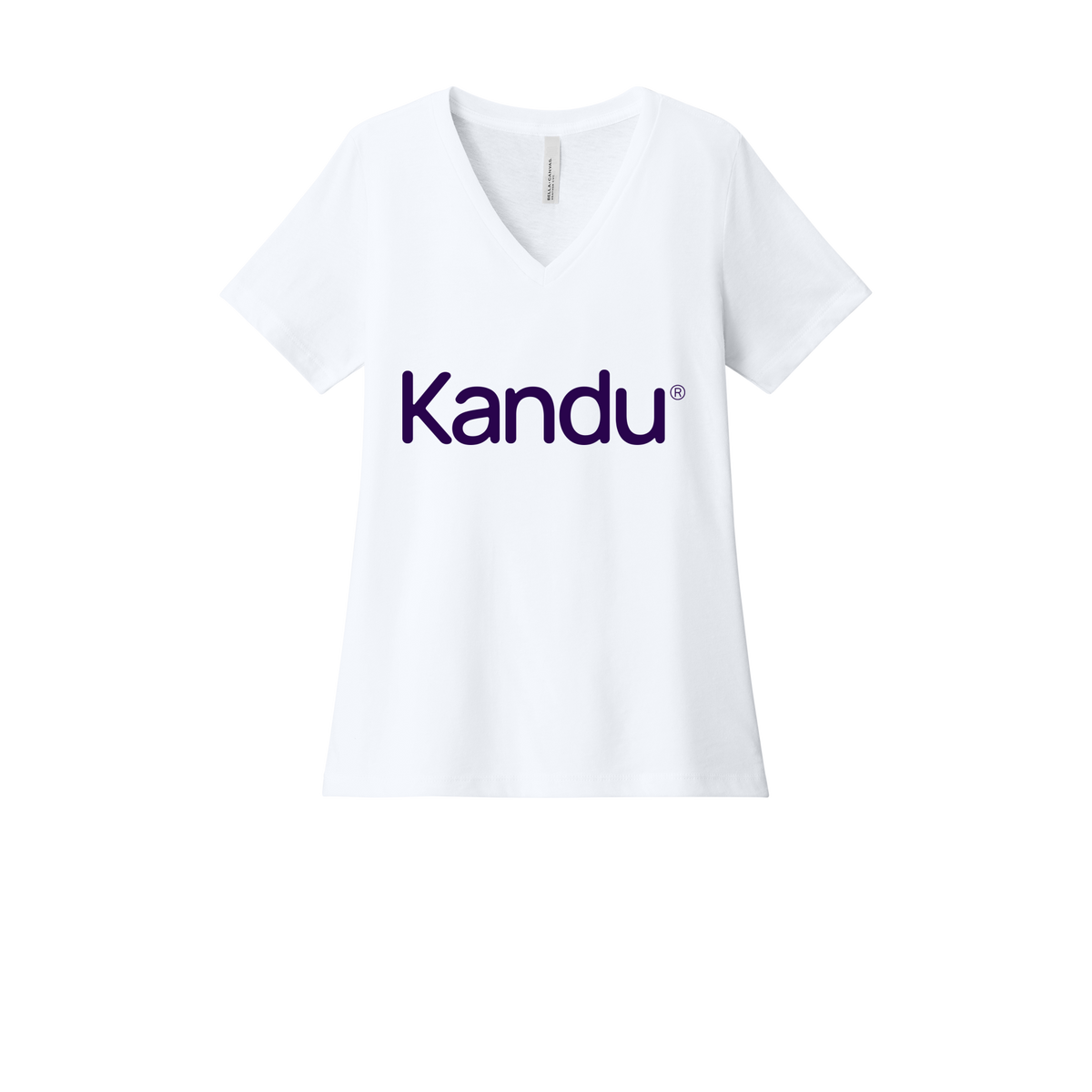 kandu-womens-relaxed-v-neck-tee-dtf-front-6405CVC-solidwhiteblend-flat-front