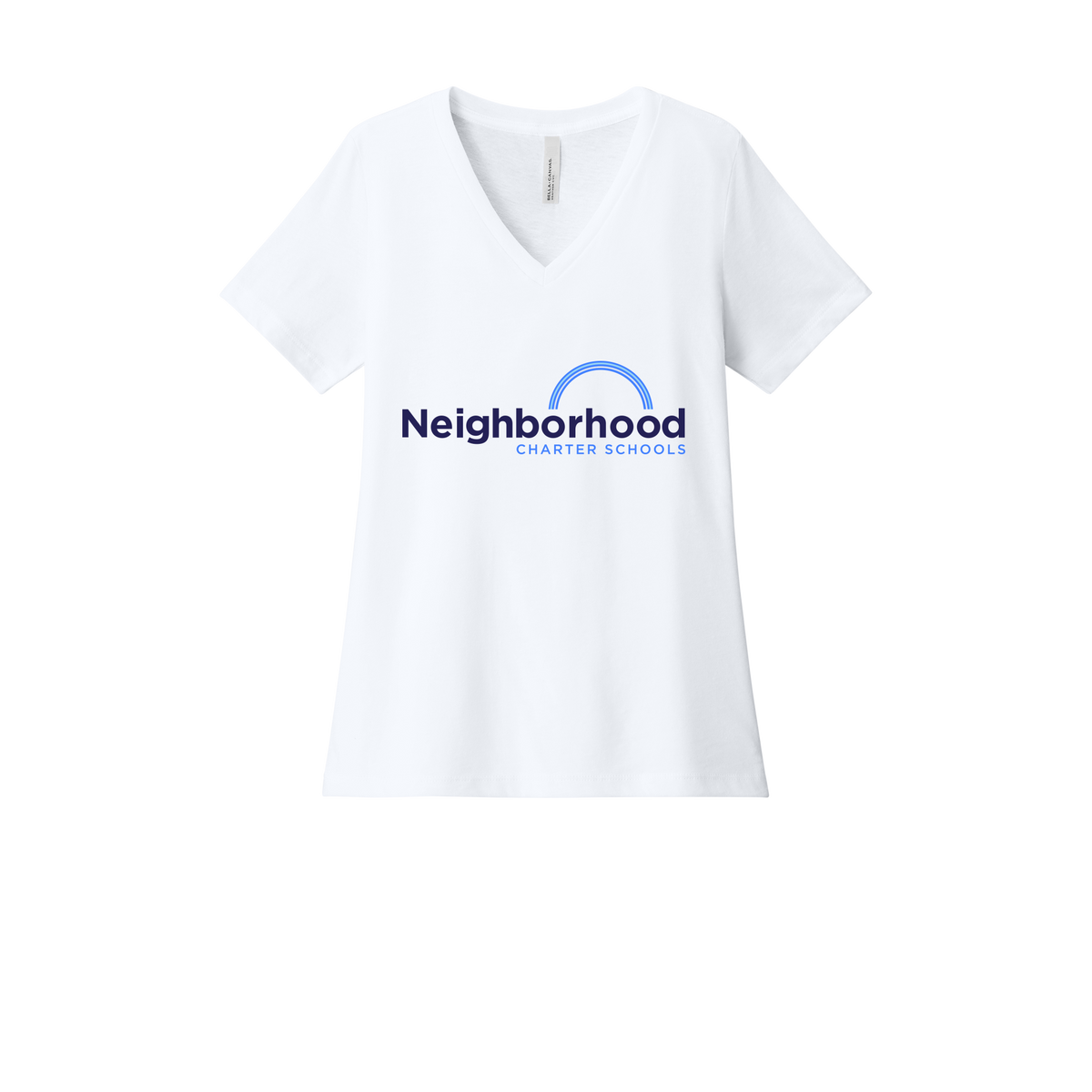 ncschools-womens-relaxed-v-neck-tee-dtf-front-6405CVC-solidwhiteblend-flat-front
