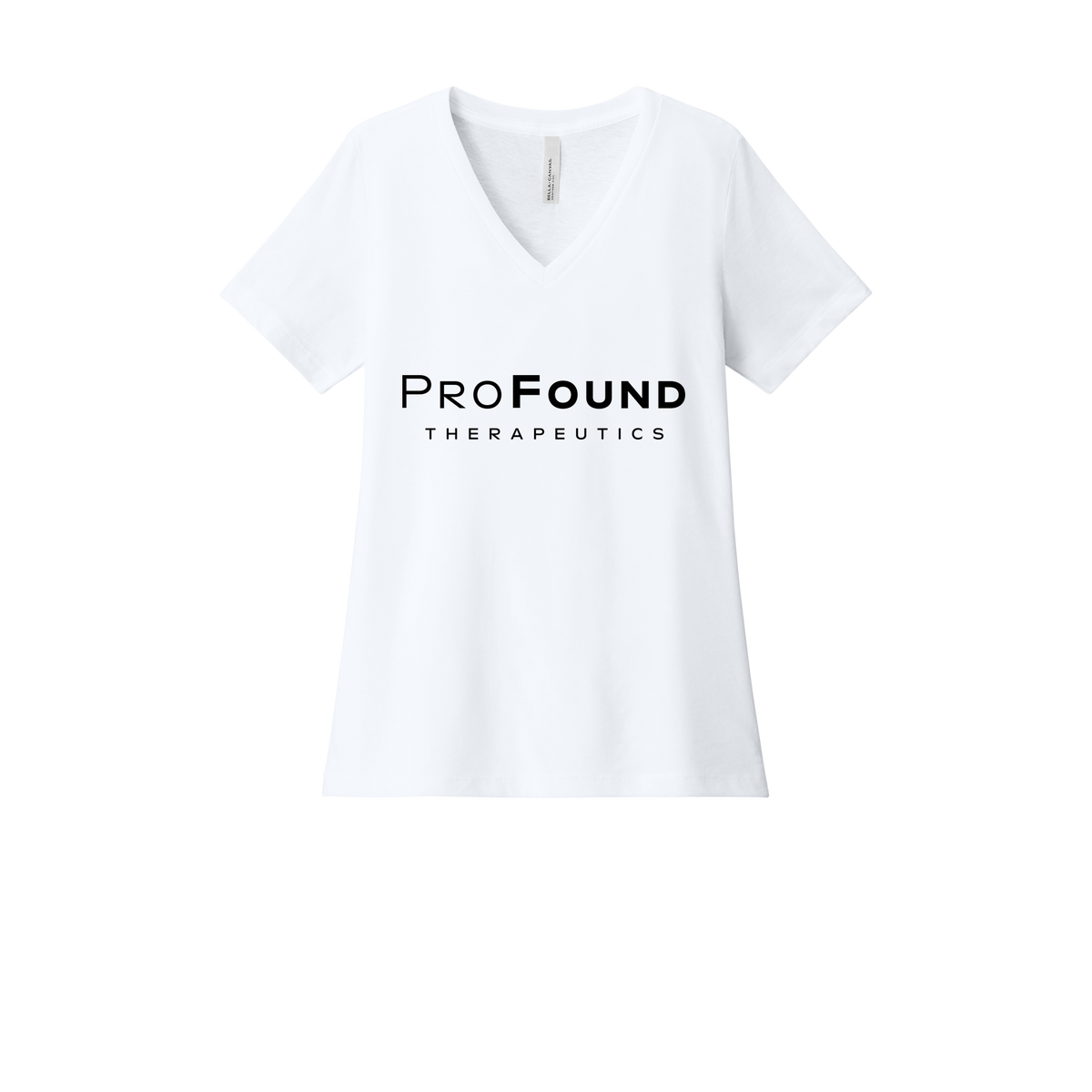 profoundtx-womens-relaxed-v-neck-tee-dtf-front-6405CVC-solidwhiteblend-flat-front