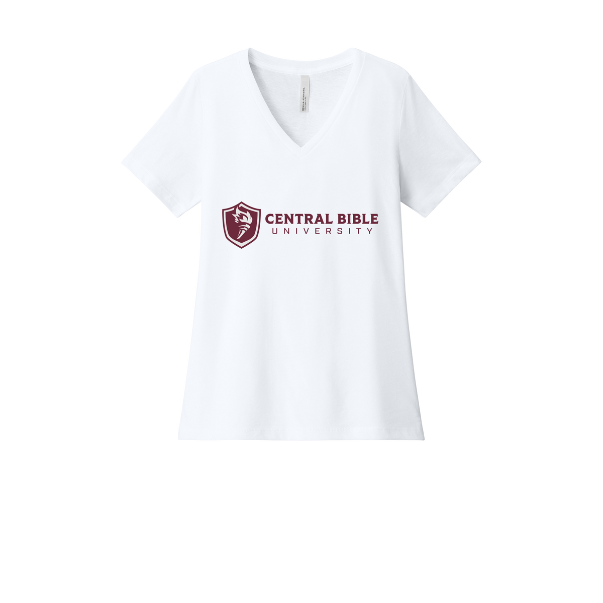 centralbible-womens-relaxed-v-neck-tee-dtf-front-6405CVC-solidwhiteblend-flat-front
